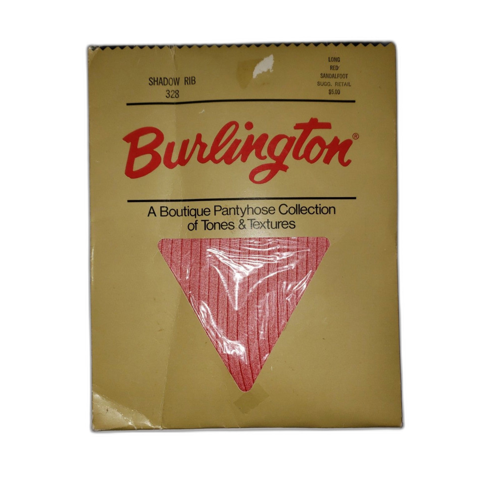 Vintage Burlington Shadow Rib Sheer Red Panty Hose Womens Size Long NEW